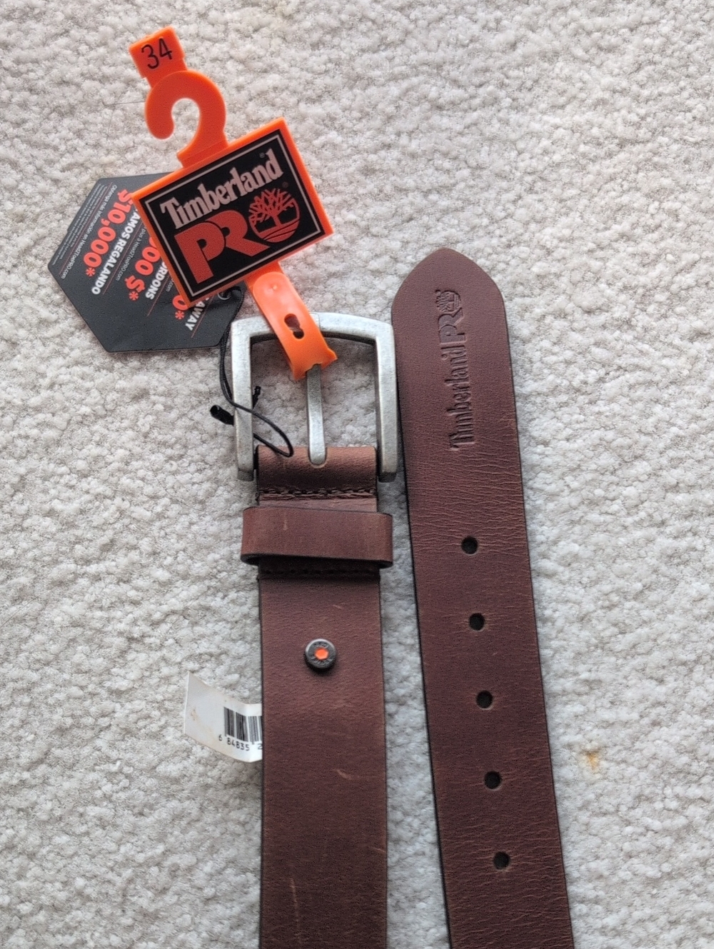 Timberland PRO Brown Leather Work Belt with Silver Buckle